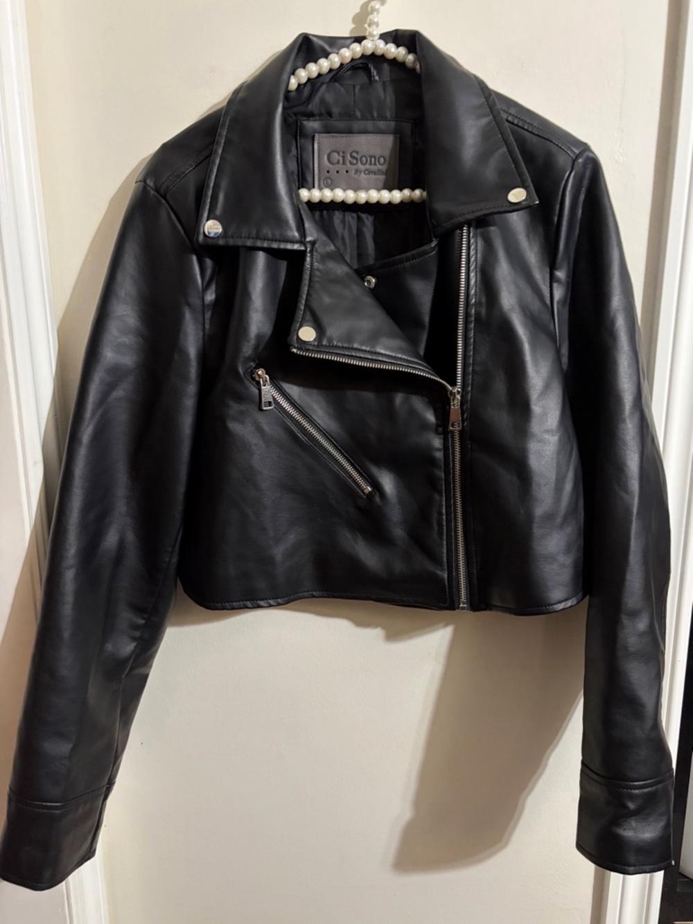 Ci Sono Black Faux Leather Asymmetric Moto Jacket